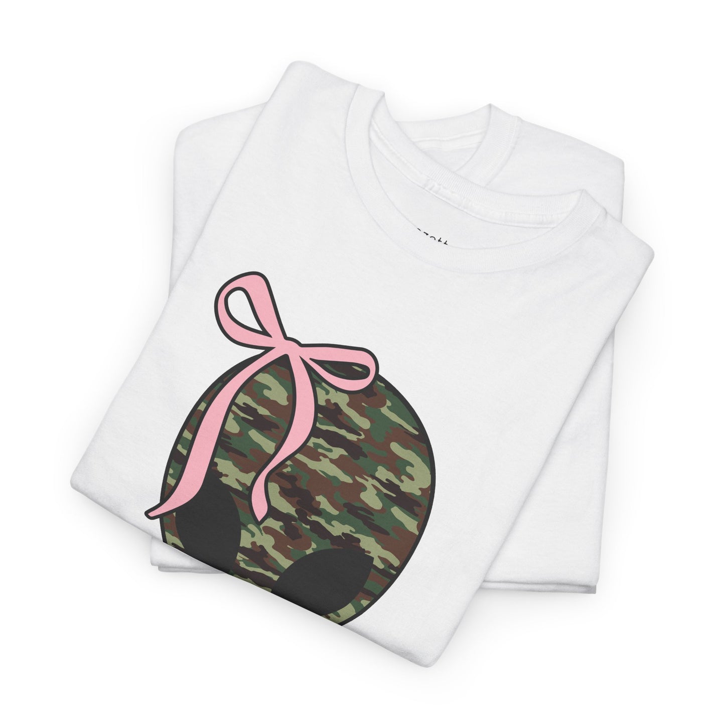 Camo Alien Head Tee with Pink Bow