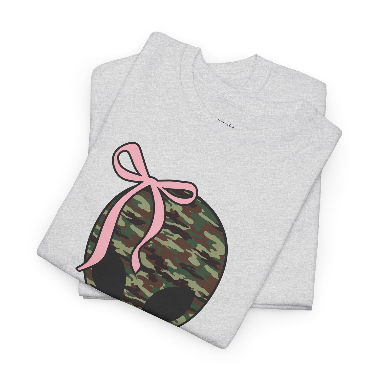 Camo Alien Head Tee with Pink Bow