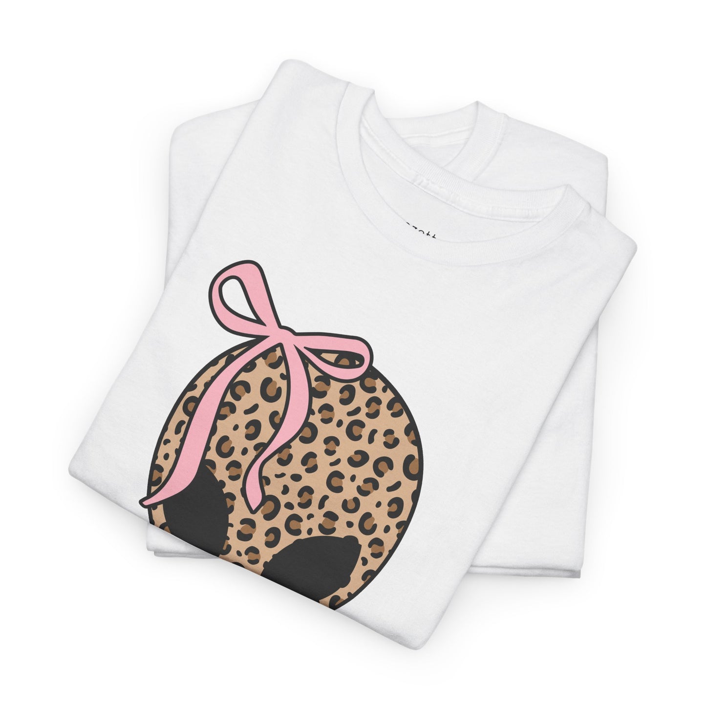 Leopard Print Alien Head Tee with Pink Bow