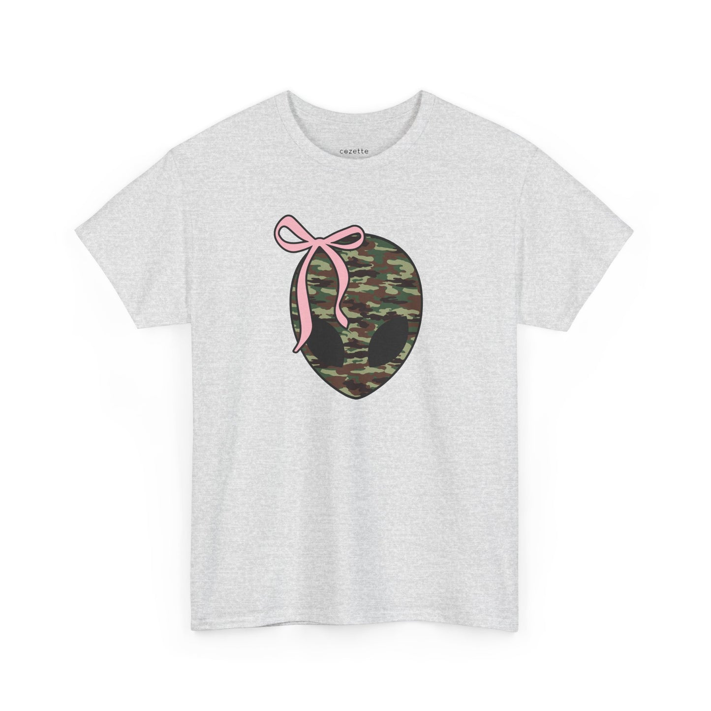 Camo Alien Head Tee with Pink Bow
