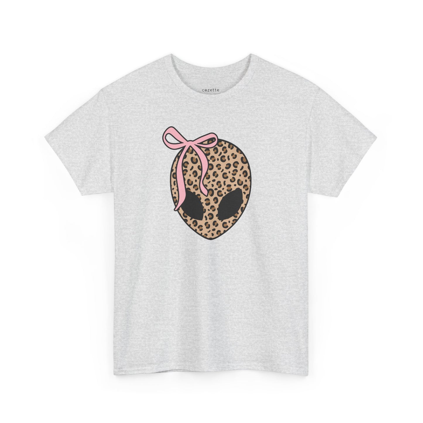 Leopard Print Alien Head Tee with Pink Bow
