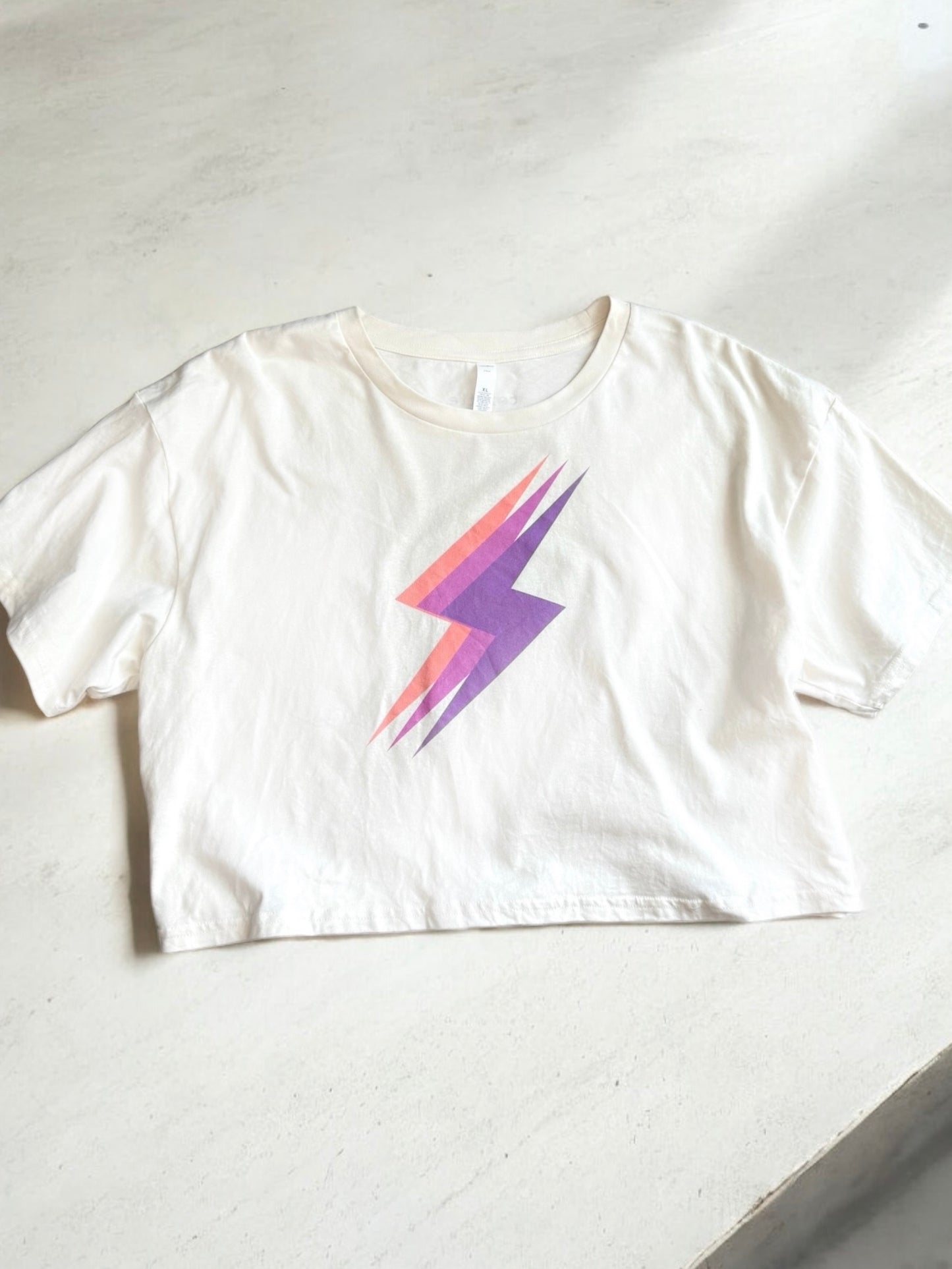 Pastel Lightning Bolt Cropped Graphic Tee