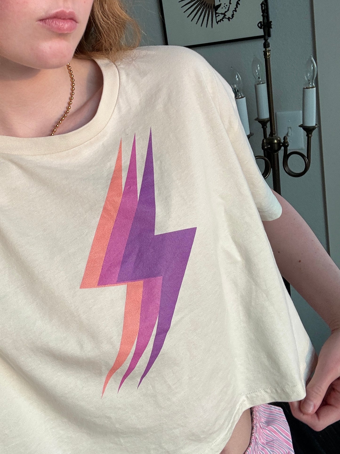 Pastel Lightning Bolt Cropped Graphic Tee