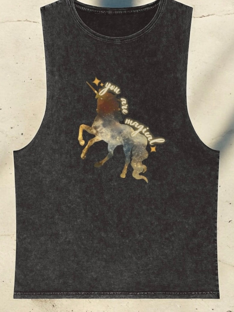 You are Magical Unicorn Sleeveless Graphic Stonewash Tank