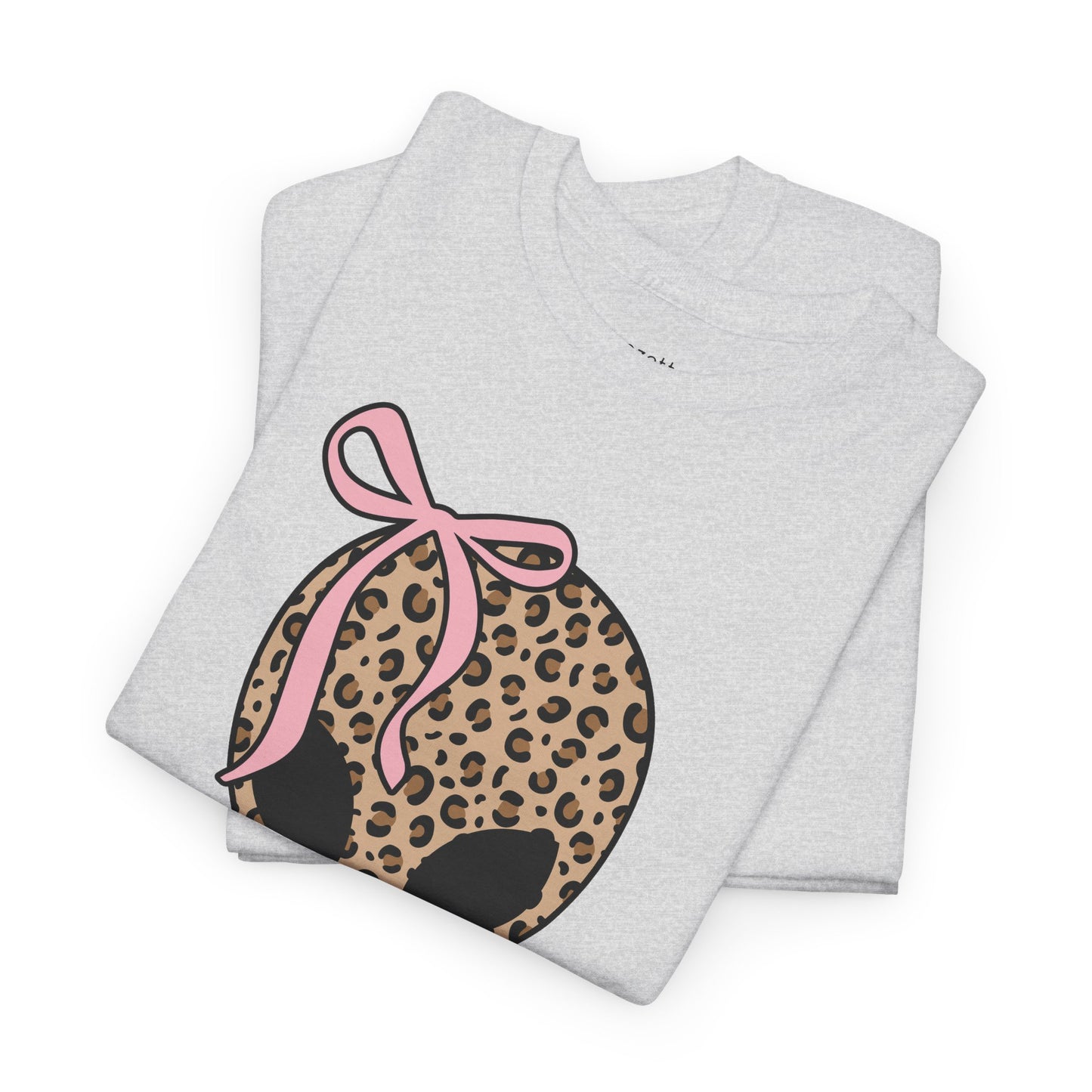 Leopard Print Alien Head Tee with Pink Bow